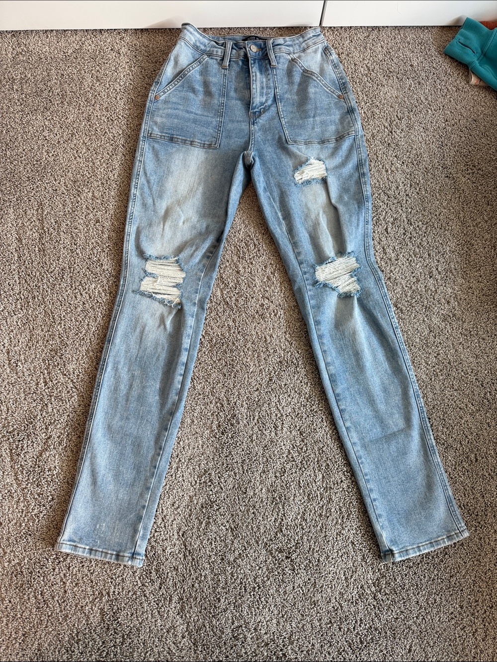 Judy Blue Light Blue Distressed Skinny Jeans